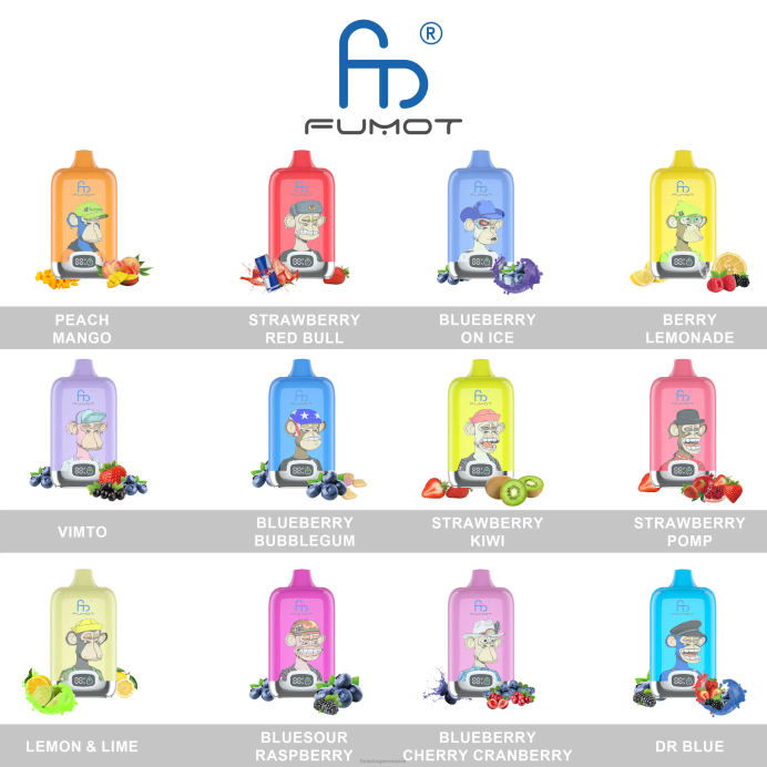 Fumot Vape Flavors - Fumot Digital Box Vape Pod de unică folosință 12000 - 20ml (1 bucată) V26X147 gogoasa de capsuni