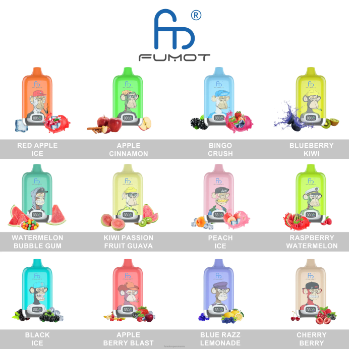 Fumot Vape Flavors - Fumot Digital Box Vape Pod de unică folosință 12000 - 20ml (1 bucată) V26X147 gogoasa de capsuni