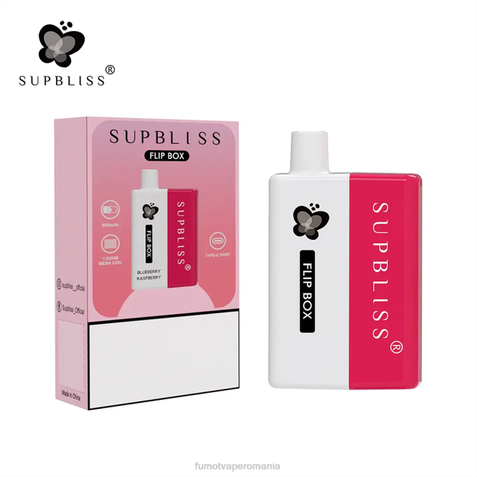 Fumot Store - Fumot Supbliss Flip box 6000 kit de vape înlocuibil - 10 ml (1 bucată) V26X332 afine zmeura