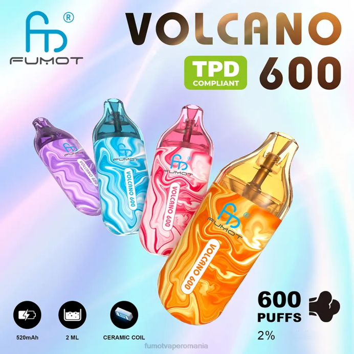 Fumot Discount Code - Fumot Volcano Vaporizator de unică folosință compatibil cu 600 tpd - 2 ml (set de 3 bucăți) V26X289 ursulet de guma