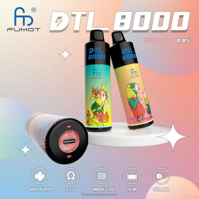 Fumot Discount Code - Fumot DTL 8000 stilou vape de unică folosință - 16 ml (1 bucată) V26X419 guava kiwi