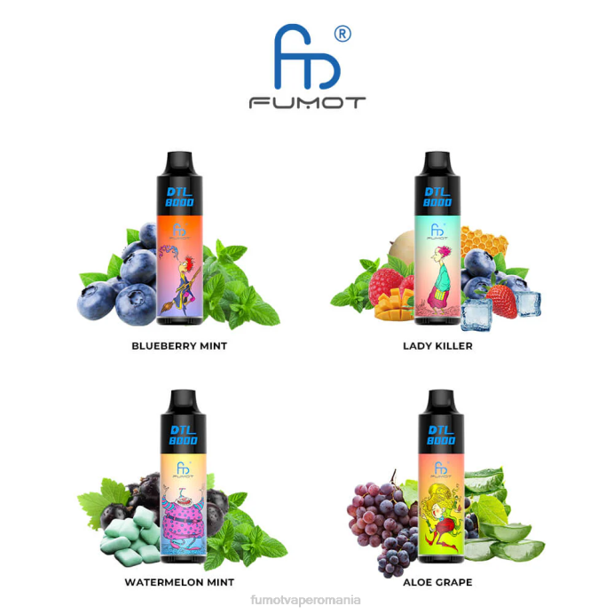 Fumot Vape Flavors - Fumot DTL 8000 stilou vape de unică folosință - 16 ml (1 bucată) V26X417 băutură energizantă