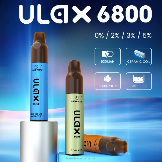 Fumot Discount Code - Fumot Movkin Ulax 6800 vape de unică folosință, bobină ceramică - 8ml (1 bucată) V26X319 afine pe gheață