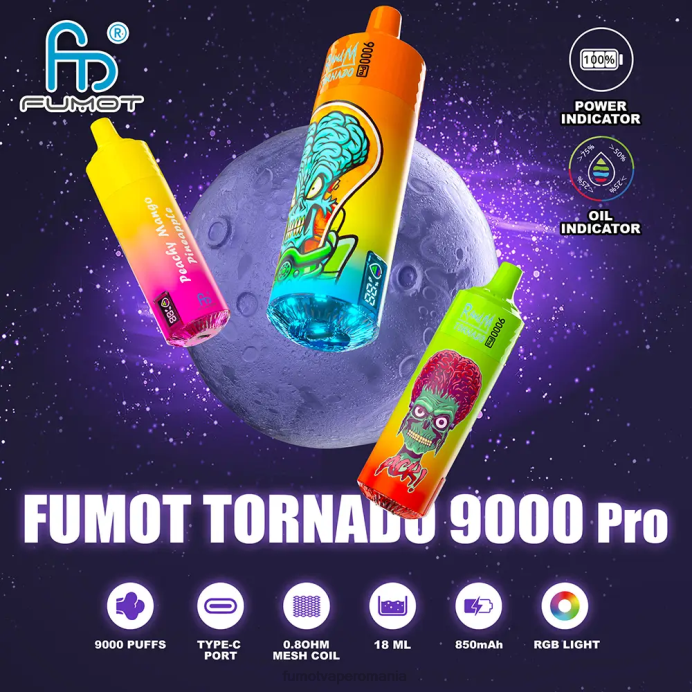 Fumot Discount Code - Fumot Tornado 1 bucată 9000 pro 18 ml vape de unică folosință V26X219 kiwi guava fructul pasiunii