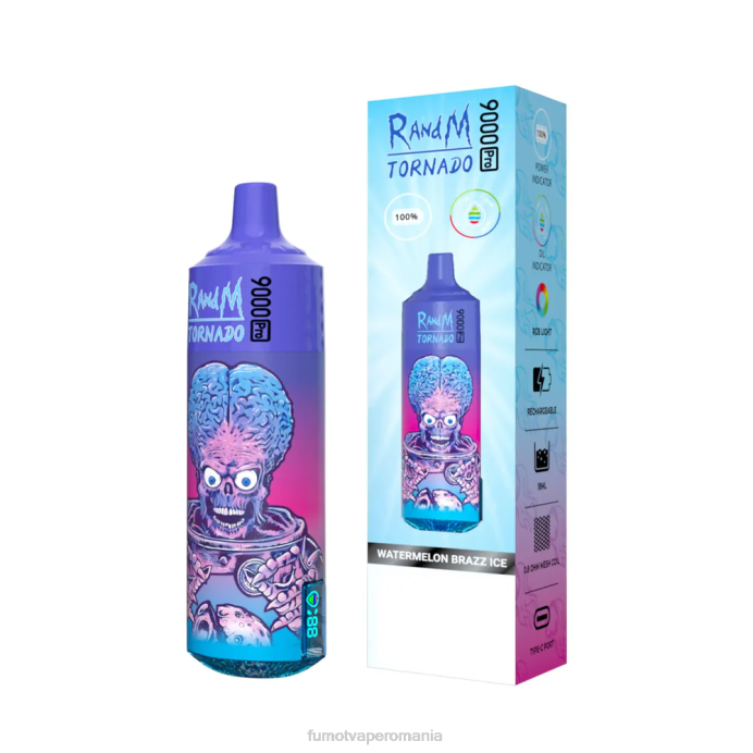 Fumot Store - Fumot Tornado 1 bucată 9000 pro 18 ml vape de unică folosință V26X242 popon cu pepene verde