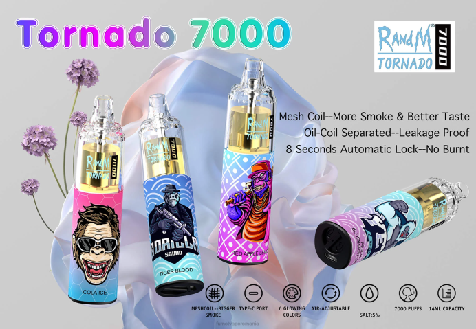Fumot Vape Flavors - Fumot Tornado 7000 stilou vape de unică folosință - 14 ml (1 bucată) V26X107 sânge de tigru