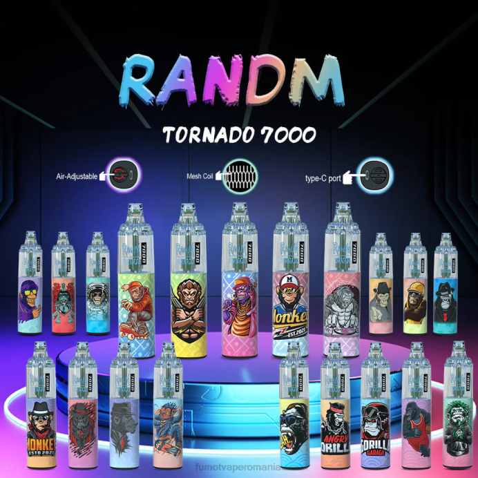 Fumot Vape Online Shop - Fumot Tornado 14 ml (1 bucată) 7000 stilou vape de unică folosință V26X106 gheata de mandarine