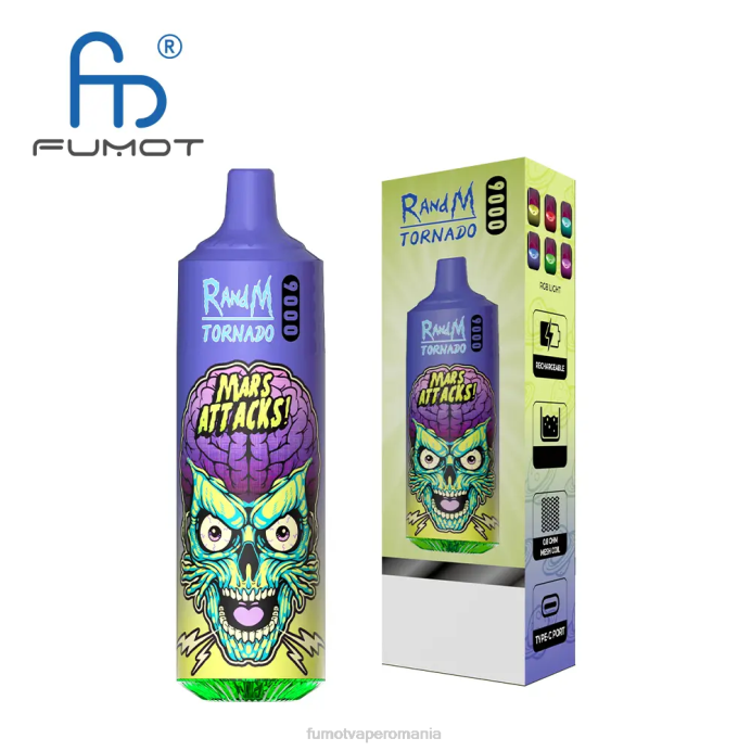 Fumot Vape Online Shop - Fumot Tornado stilou vape de unică folosință 9000 - 18 ml (1 bucată) V26X36 gheata de capsuni