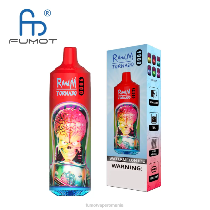 Fumot Vape Online Shop - Fumot Tornado stilou vape de unică folosință 9000 - 18 ml (1 bucată) V26X36 gheata de capsuni