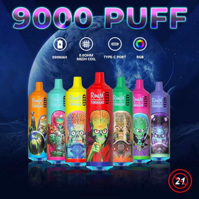 Fumot Vape Online Shop - Fumot Tornado stilou vape de unică folosință 9000 - 18 ml (1 bucată) V26X36 gheata de capsuni